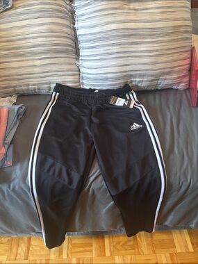 adidas Black Jogger Sweatpants with White Three-Stripes